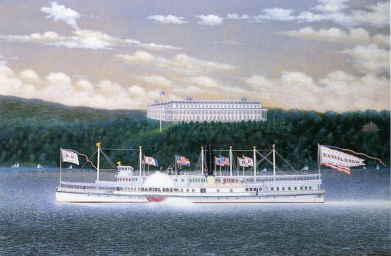 James Bard Daniel Drew, Hudson River steamboat built 1861, oil on canvas painting by James Bard. At the time this painting was made, this vessel was no longer ow Norge oil painting art